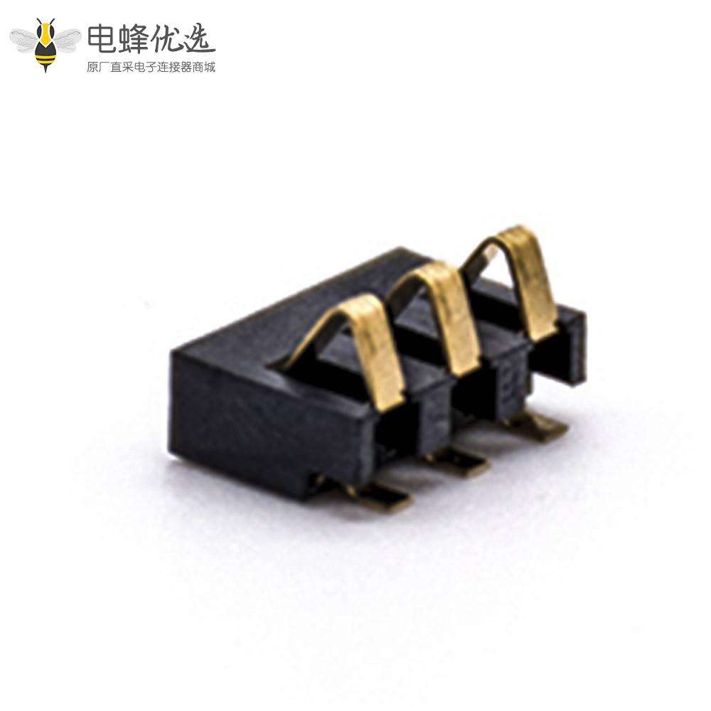 锂电池座充间距2.5镀金弹片式3芯贴板