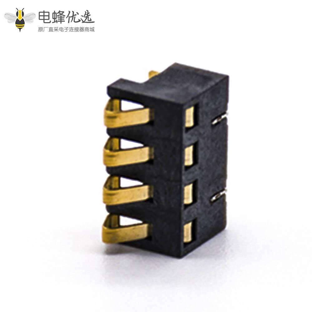 电池座子间距2.5MM贴板4芯镀金电池接触弹片连接器