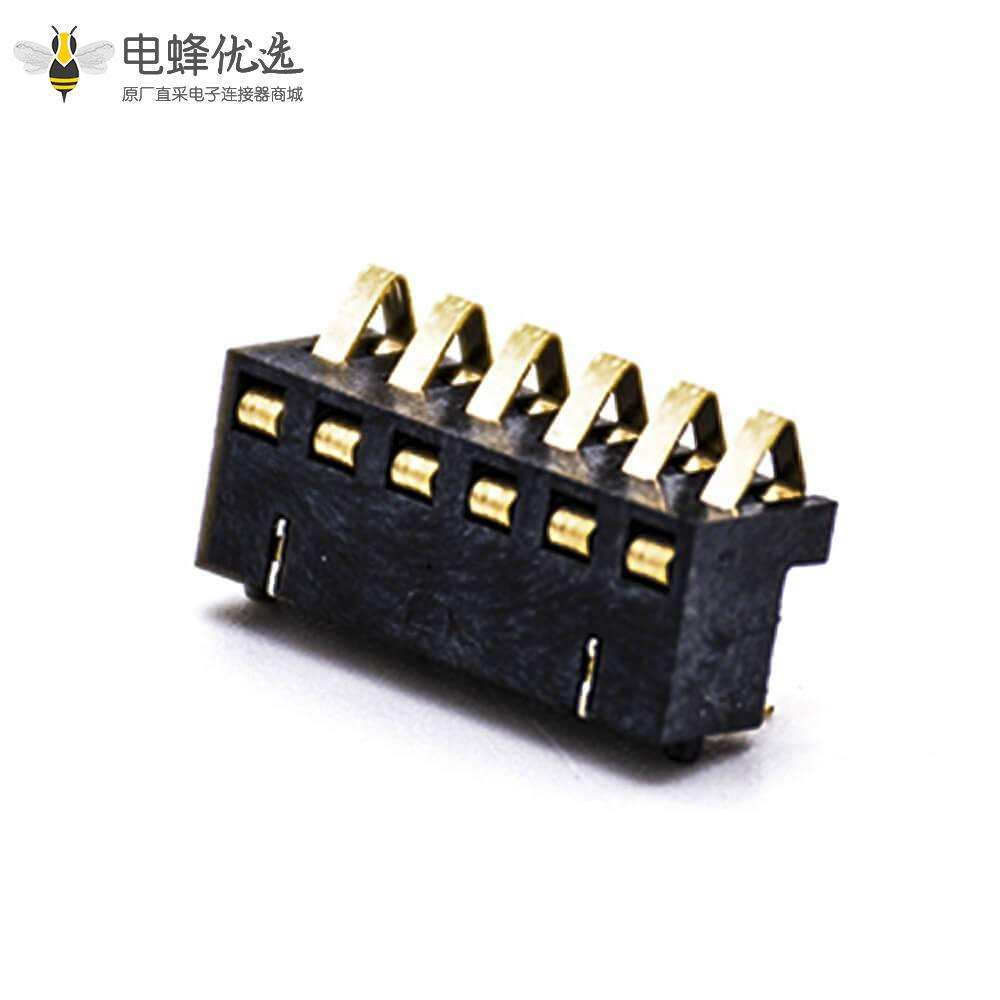 电池连接器2.5间距6P 塑高5.5H镀金电池接触弹片