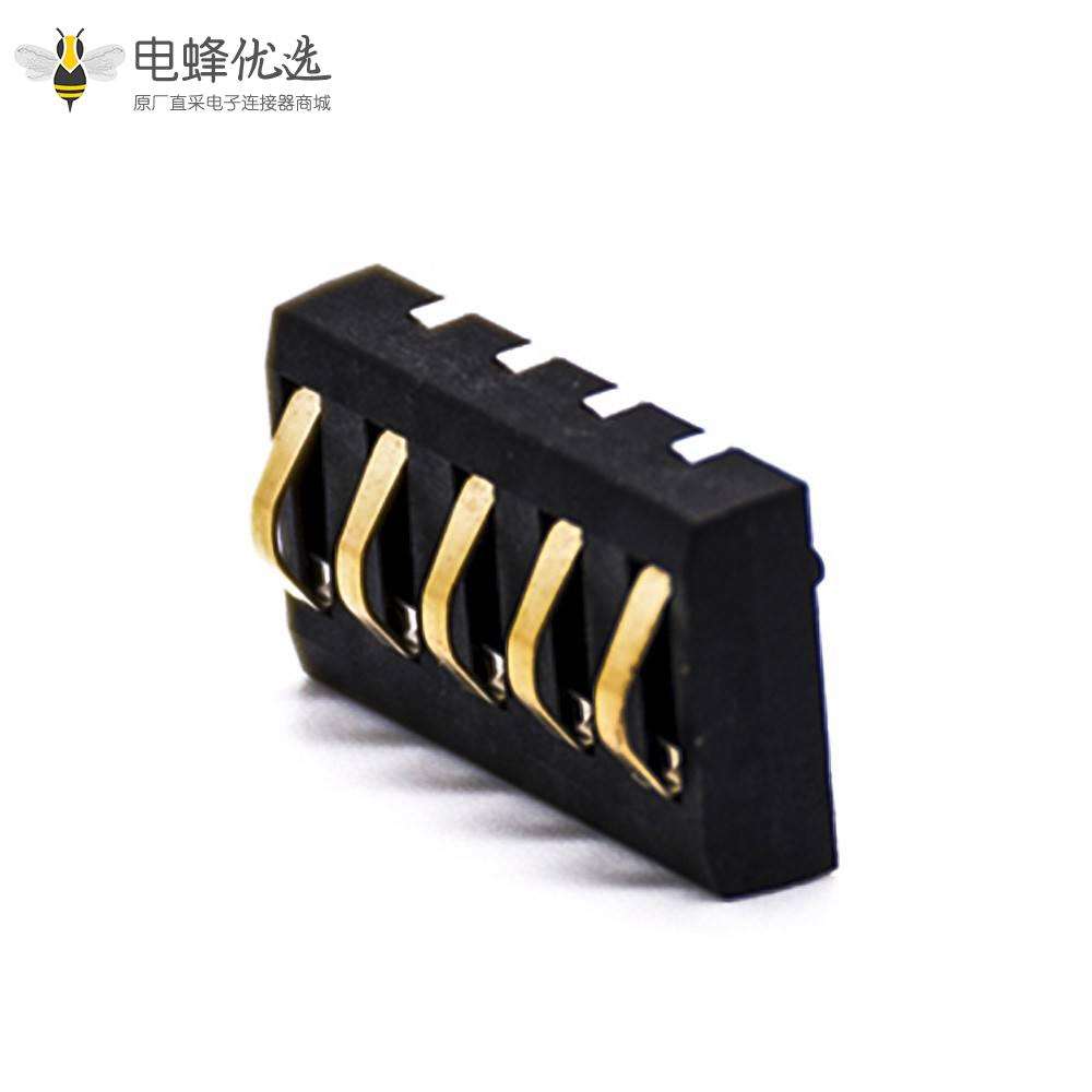 手机锂电池座5芯镀金电源接触弹片4.0PH塑高4.0H