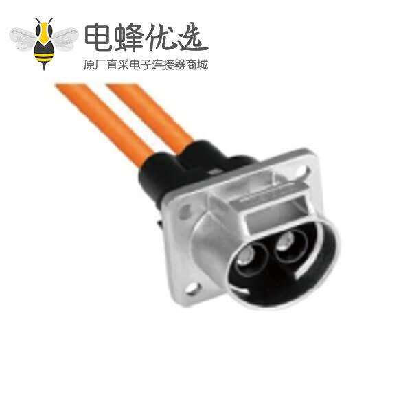 新能源汽车连接器35A2芯金属带屏蔽插座