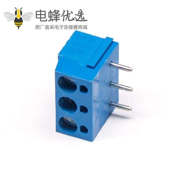 蓝色大电流接线端子螺钉PCB板弯插穿孔式3芯