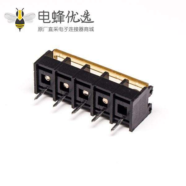 PCB栅栏式接线端子3d直式黑色5芯PCB安装带盖