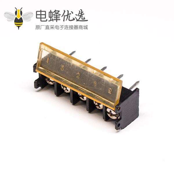 PCB栅栏式接线端子3d直式黑色5芯PCB安装带盖