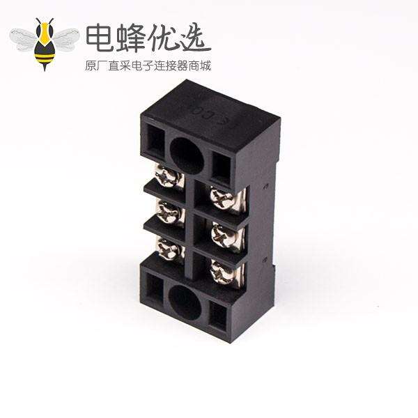 双排栅栏式接线端子带盖黑色6螺丝直式端子接线
