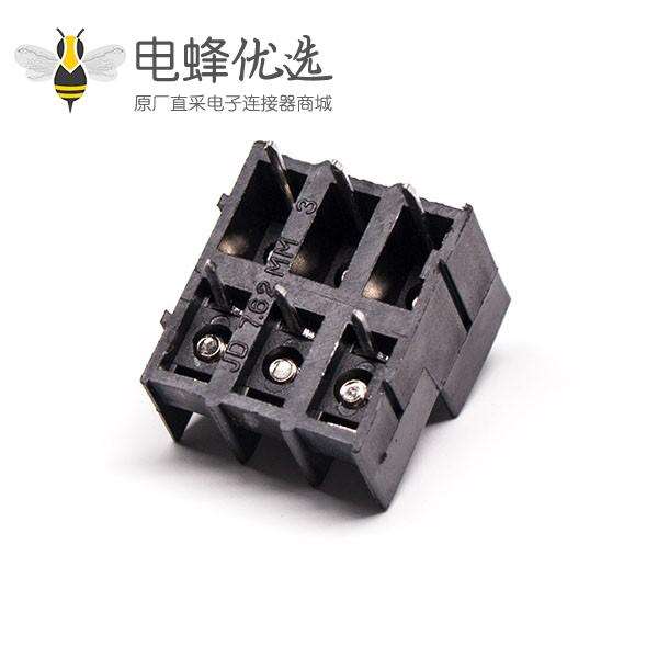 栅栏式双层接线端子6芯带螺丝黑色穿孔式接线连接器