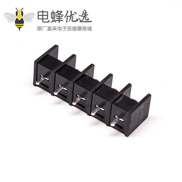 端子接线排5芯黑色直式插PCB板栅栏式端子接线