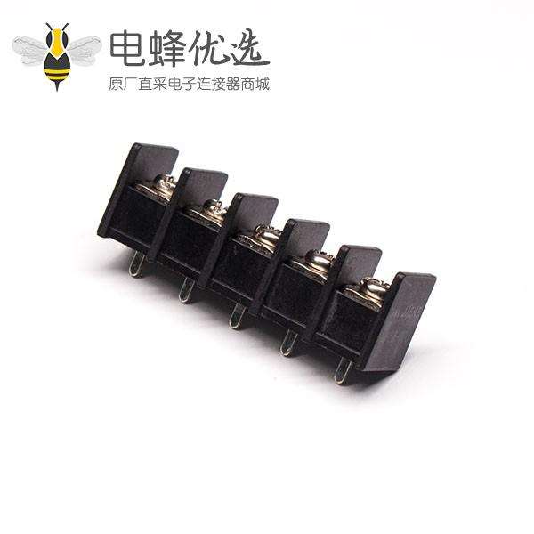 端子接线排5芯黑色直式插PCB板栅栏式端子接线