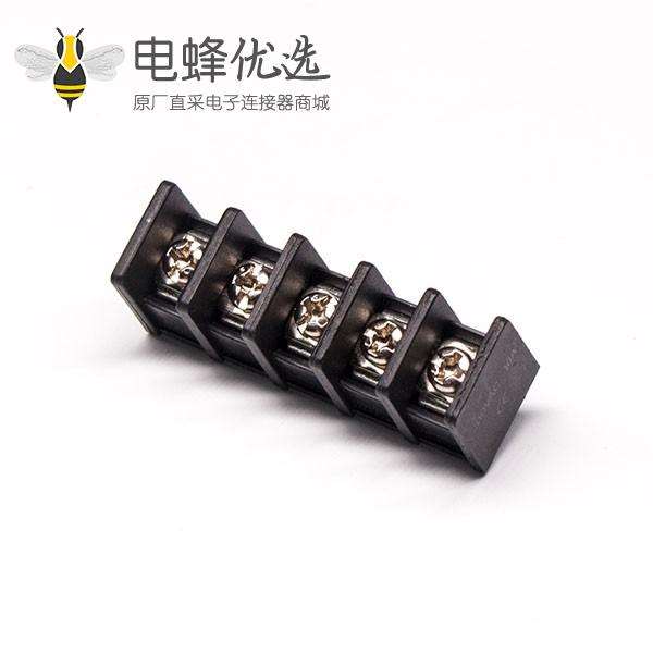 栅栏式接线端子台5芯直式黑色端子接PCB板安装
