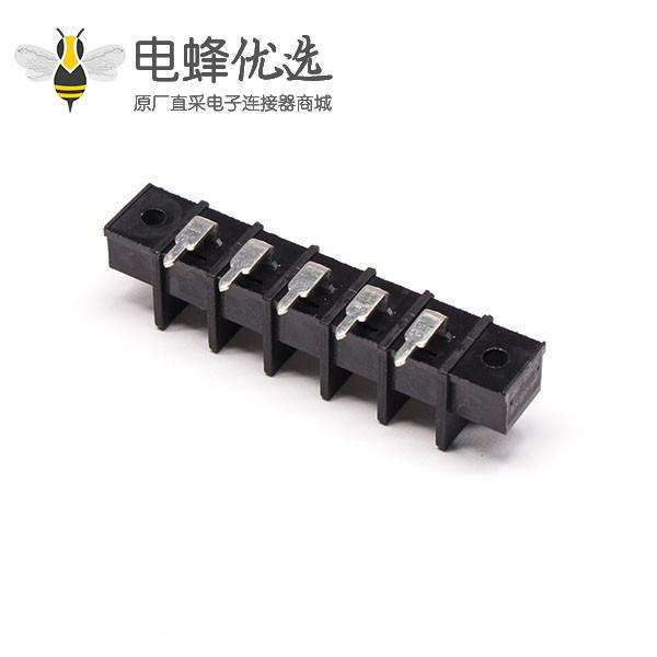 铜接线端子弯90度栅栏式插PCB板带法兰黑色