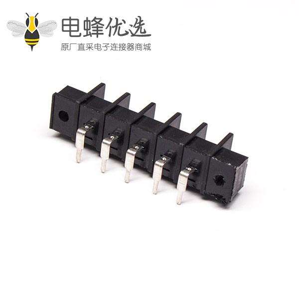 弯脚接线端子黑色栅栏式PCB板带法兰端子接线