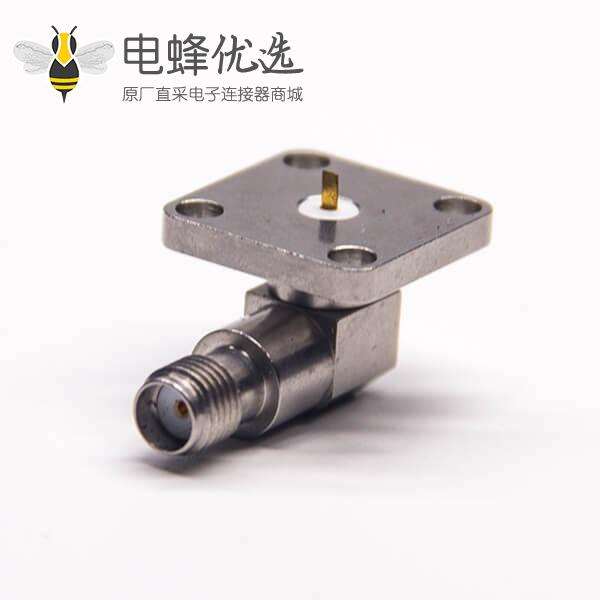 SMA母头弯式带4孔法兰接板