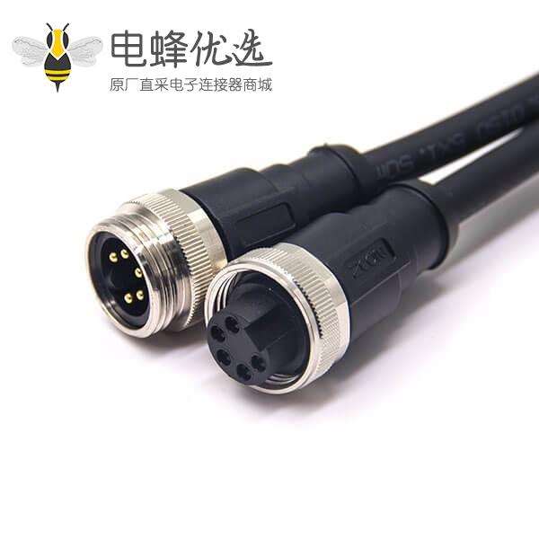 7/8连接器5芯母头转母头直头带线注塑成型式电缆电线连接线长度1米