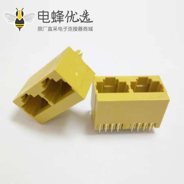 双rj45接口插座1&times;2直式180度插板式不带屏蔽不带灯