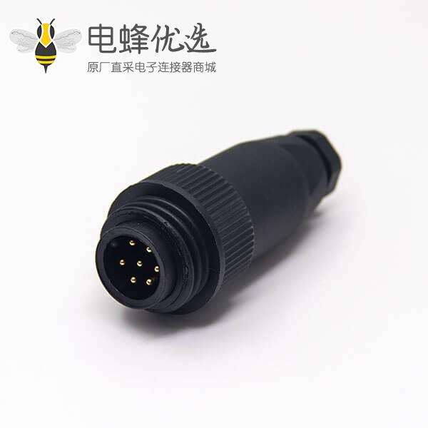 RD24 J10 接头7芯航空防水公插头母插座2孔法兰安装全塑电缆接头圆形不带屏蔽连接器