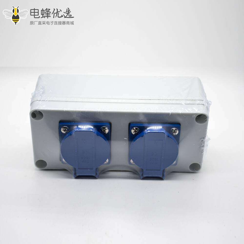 双插座防水盒可定制尺寸螺丝固定2位插座ABS塑料壳体