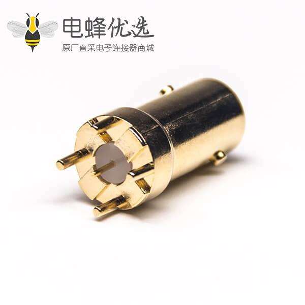 PCB 射频BNC连接器母头180&deg;插板镀金50欧姆X2