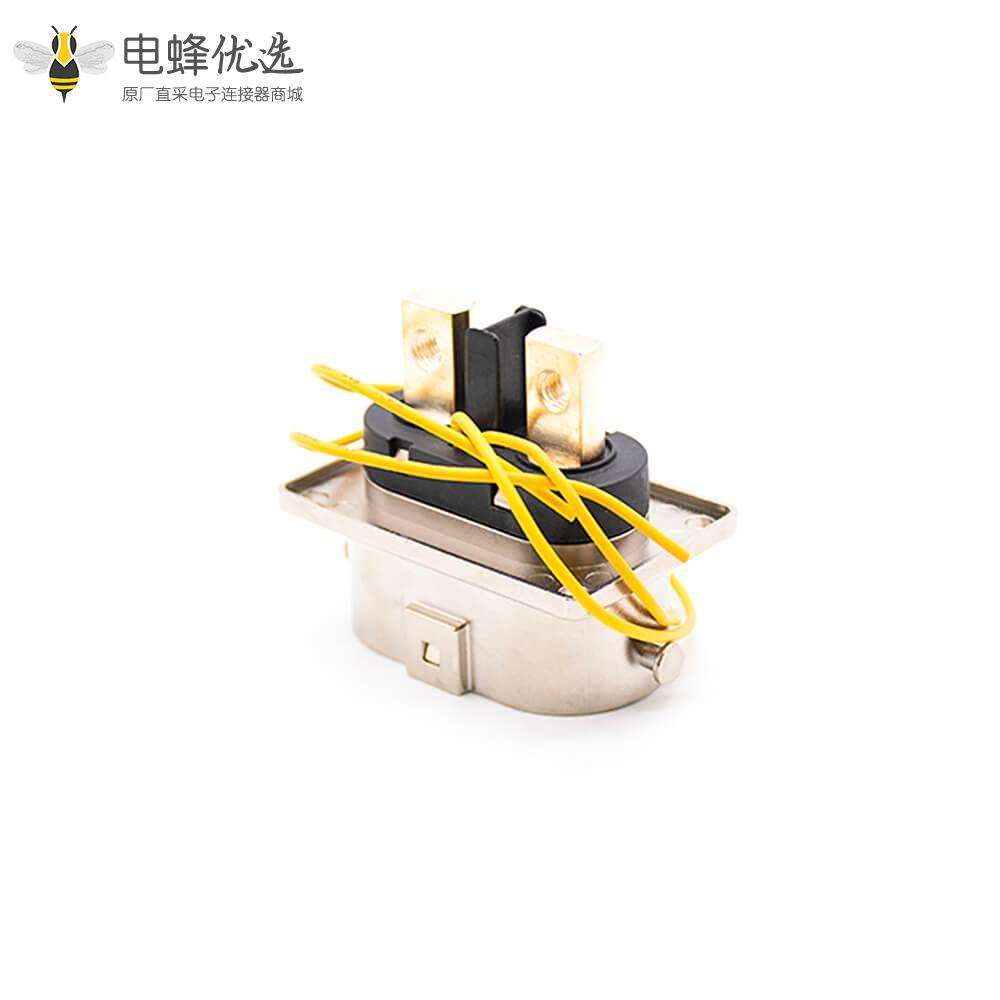 高压插座M6螺纹孔2芯金属125A 6mm直式A键位连接器