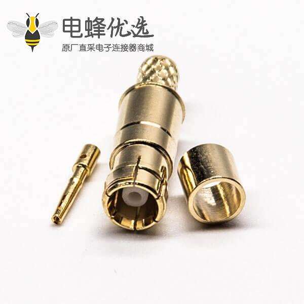 MCX公头直式铜镀金直接压接RG58线