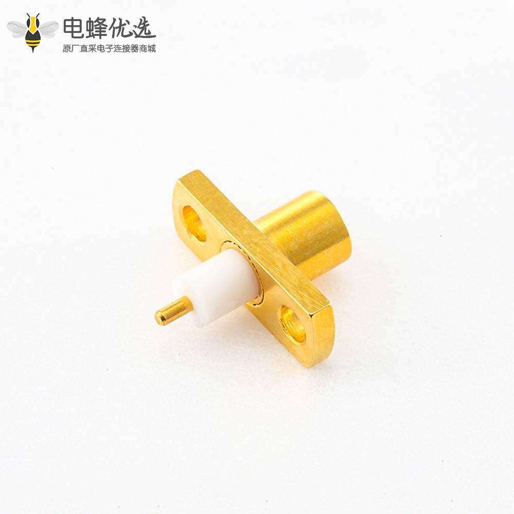 MCX射频连接器母头直式两孔法兰铜镀金50&Omega;
