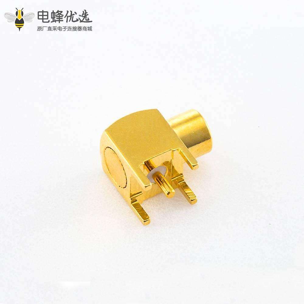 插板接头MCX焊接母头弯式焊接,插孔铜镀金50&Omega;
