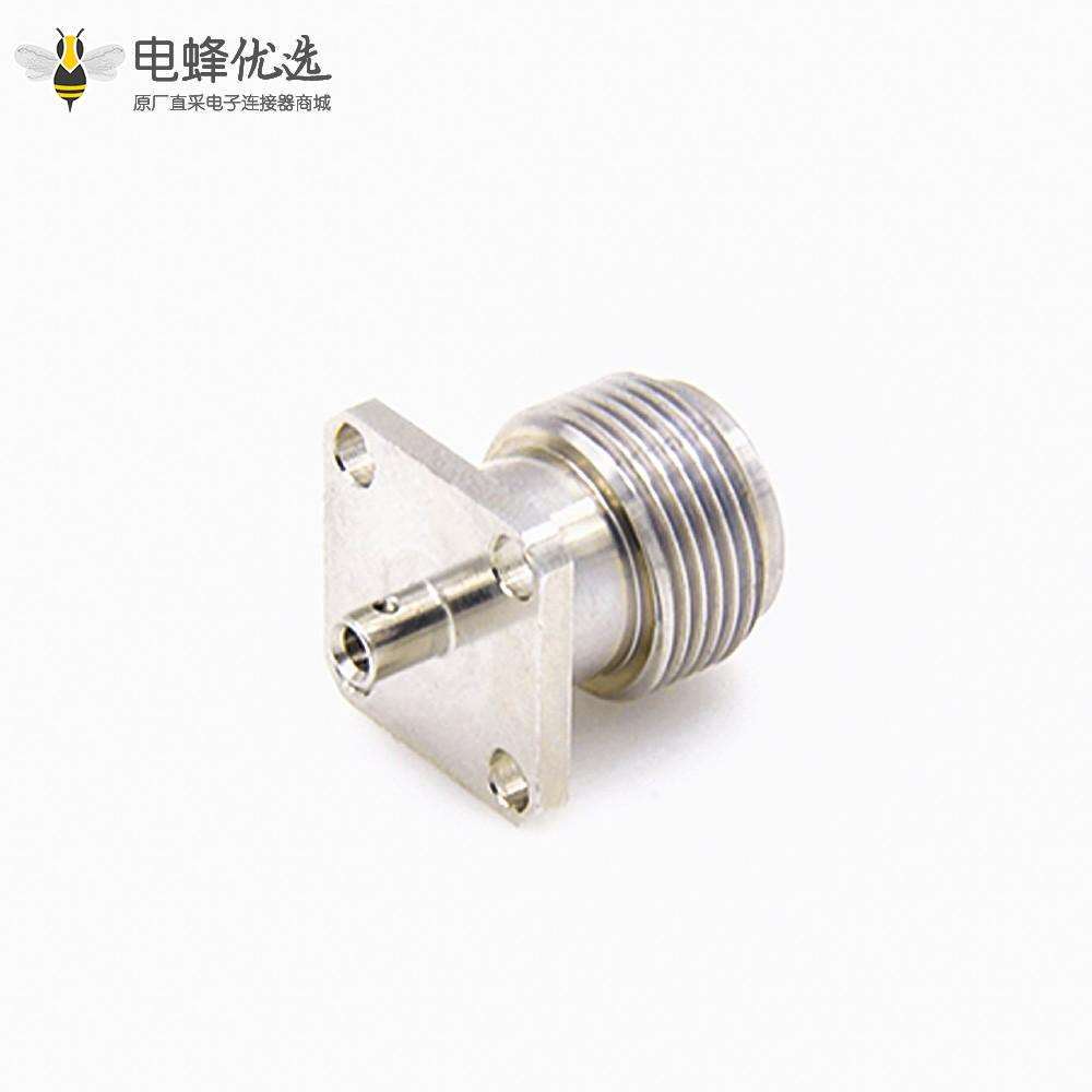 N连接器直型母头4孔法兰焊接半刚性086电缆