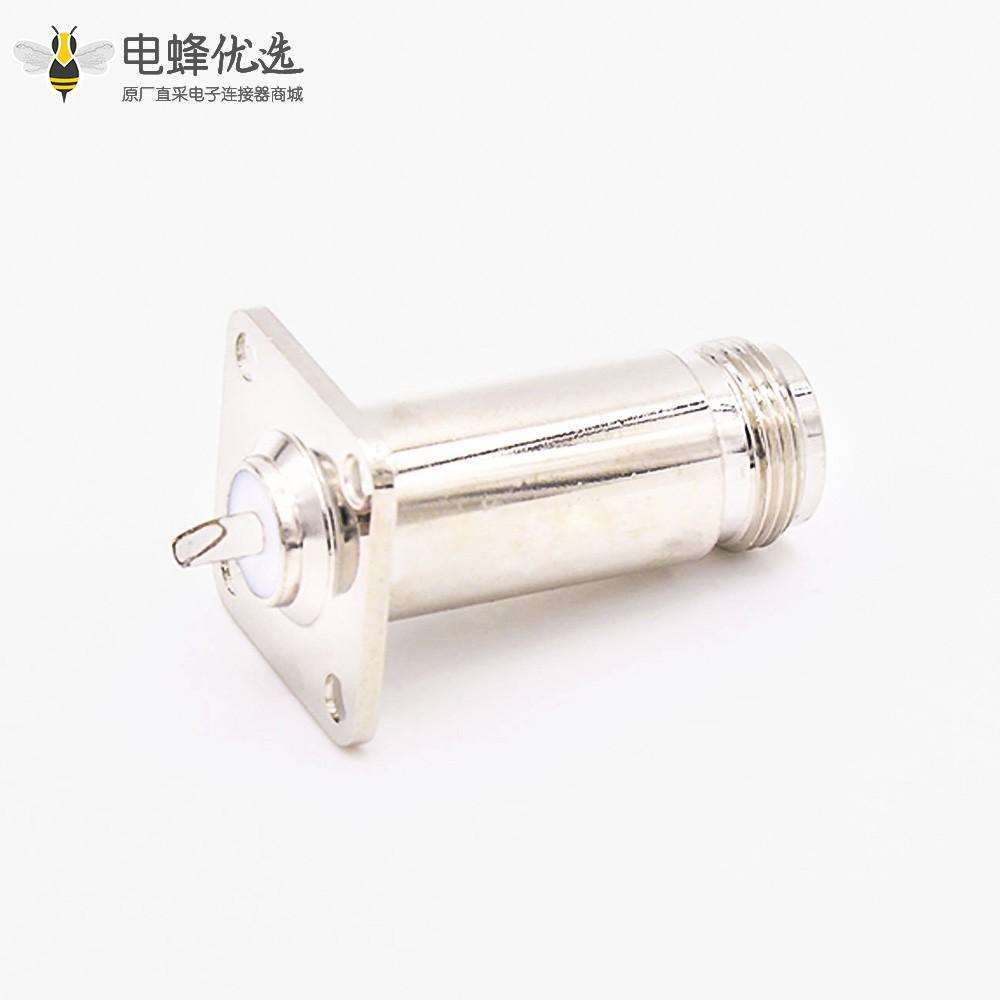 N型连接器法兰安装4孔法兰母头直式焊杯