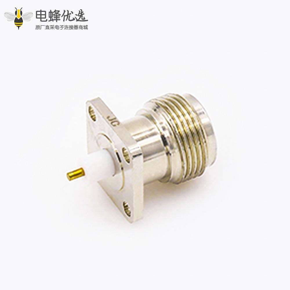 N型连接器插孔焊接板PCB安装4孔法兰直焊