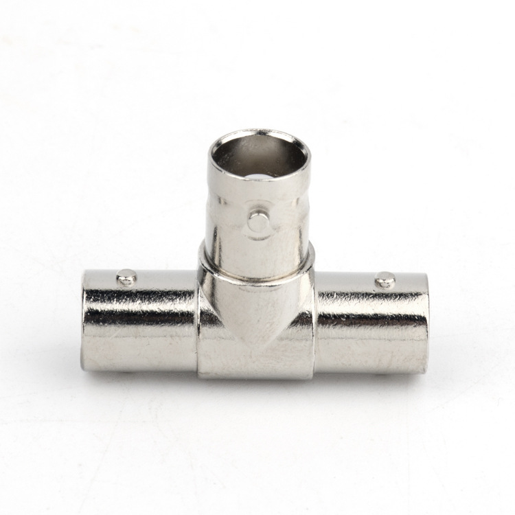 监控视频线BNC三分母头T型视频信号分配Q9母转母三通转换接头