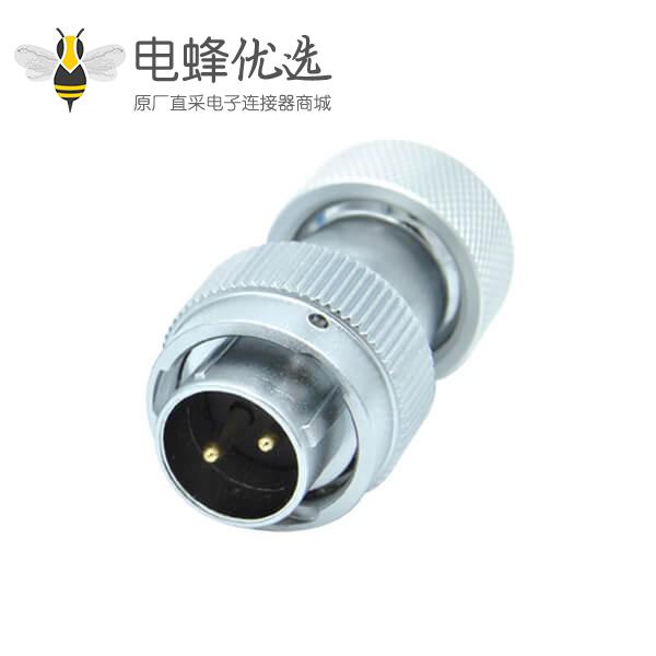 2芯航空插头金属软管工业公头H16型连接器