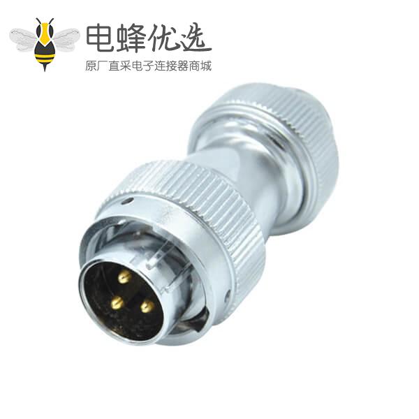 3芯防水航空插头工业公头RA20直式螺帽锁紧连接器