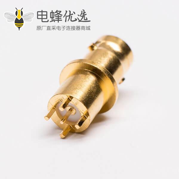 BNC母头接头直式镀金穿孔面板连接器