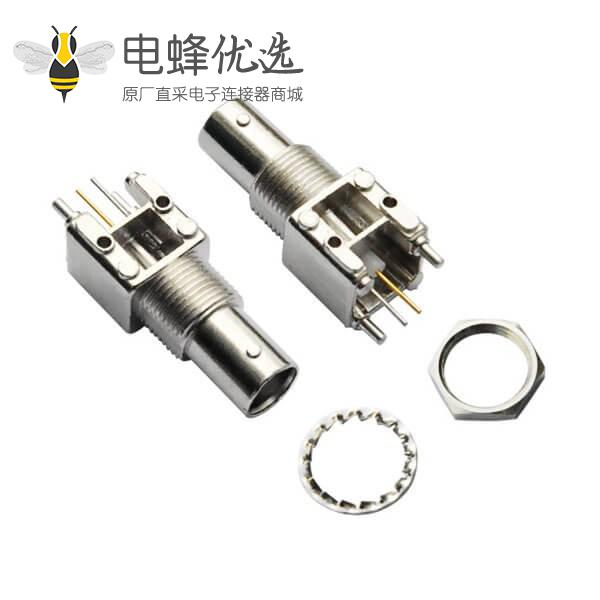 直式穿墙锌合金母头 BNC射频同轴连接器 PCB板