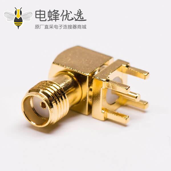 sma母座弯头PCB端穿孔式插座连接器