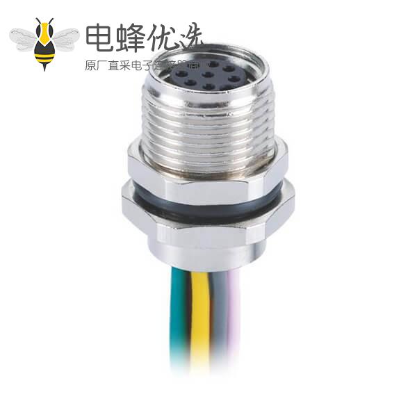 PCB压铆焊接端子 M8连接器3/4/6/8芯直式接线母插座