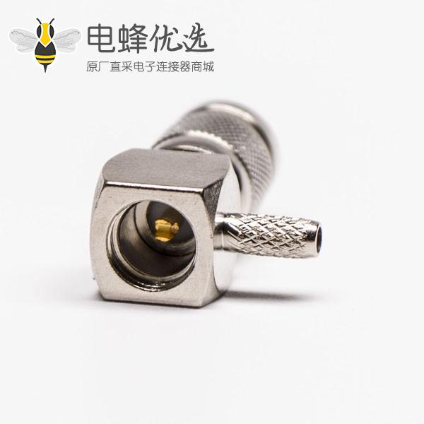 din接口弯式公头压接连接器接RG179