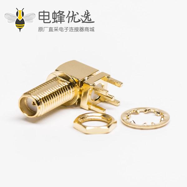 SMA型90度四脚插座母头接PCB板