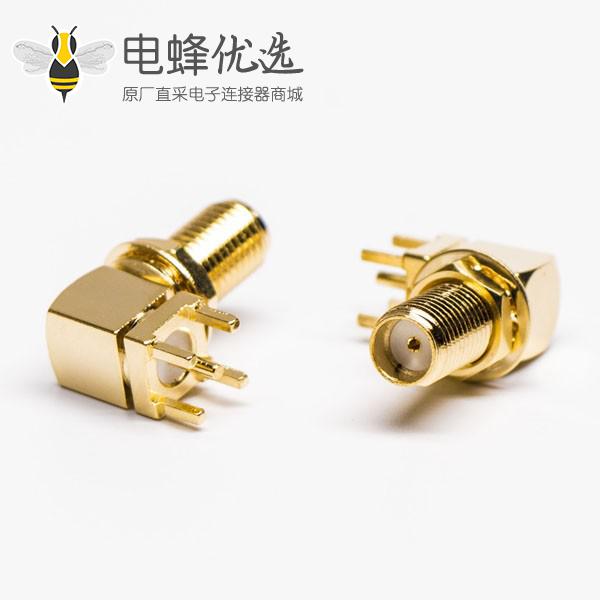 SMA型90度四脚插座母头接PCB板