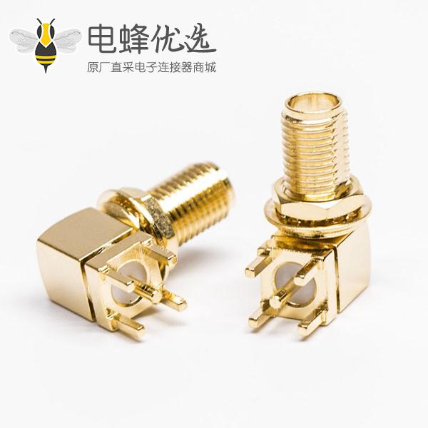 SMA型90度四脚插座母头接PCB板