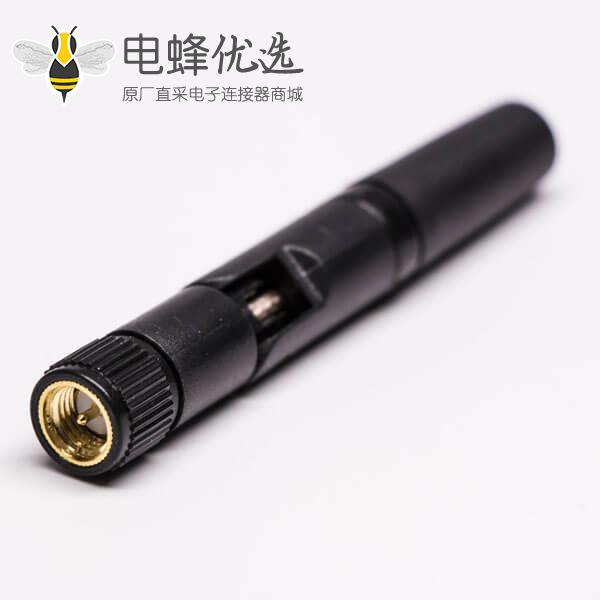 wifi天线接头sma公头2.4G外置黑色胶棒天线可折叠