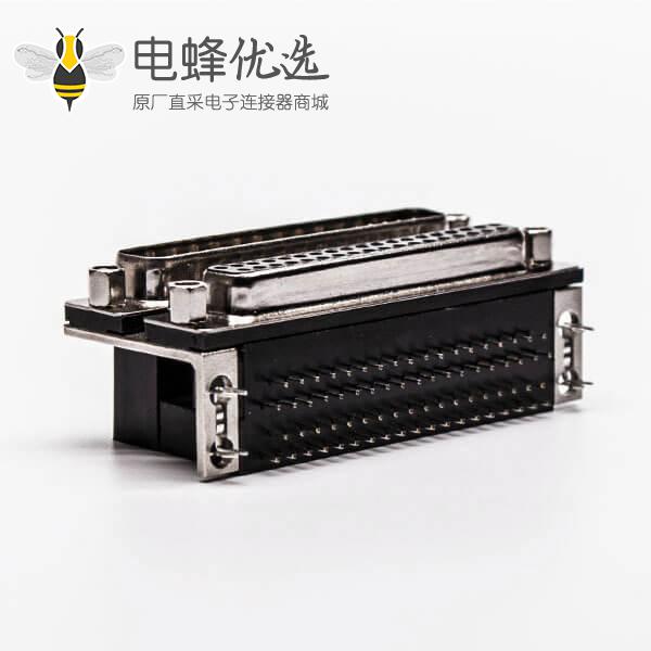37针 D-Sub 孔型插座CD81型双层公对母弯式连接器接PCB板