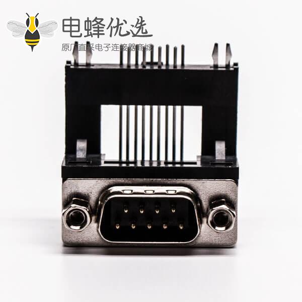 D-Sub 9P公头弯式高架无卤黑胶接PCB板连接器