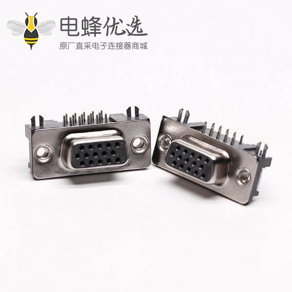 db15弯头三排封装母头高密度黑色胶芯