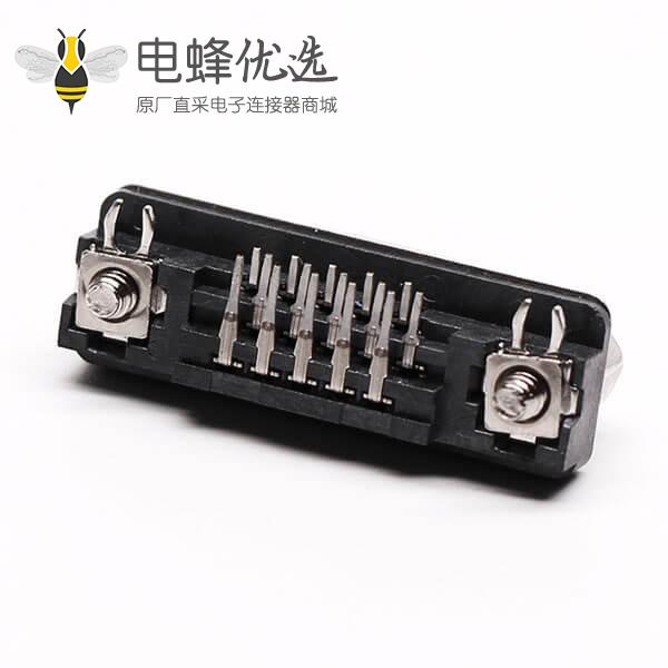 db15三排母头弯脚高密度黑色胶芯插孔接PCB板