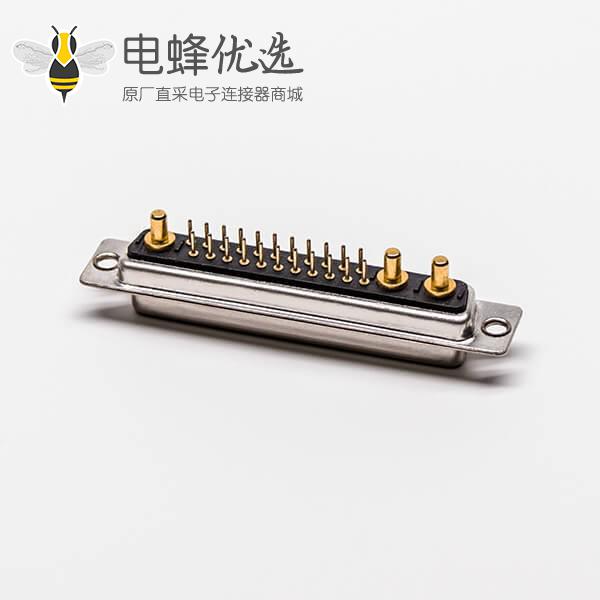大电流连接器 D-SUB 25W3直式插孔光孔铆合母座接PCB