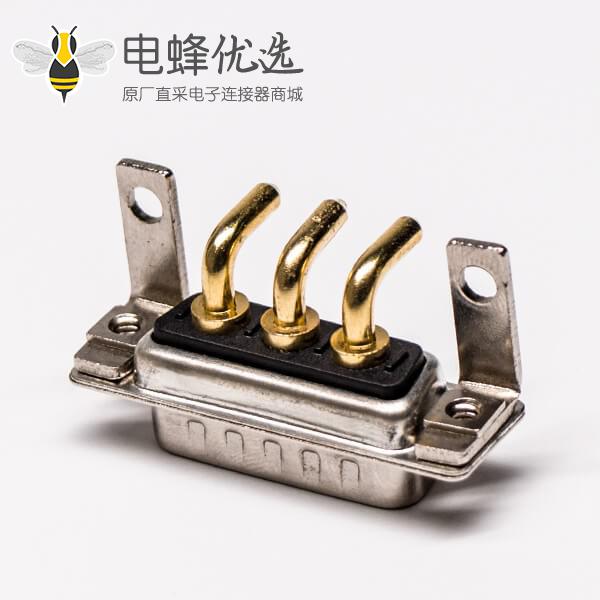 DB型大电流 连接器3V3公座90&deg;焊板 20A支架铆锁接PCB板