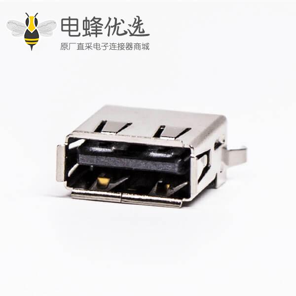 usb type a 母座直式黑胶DIP半包塑壳