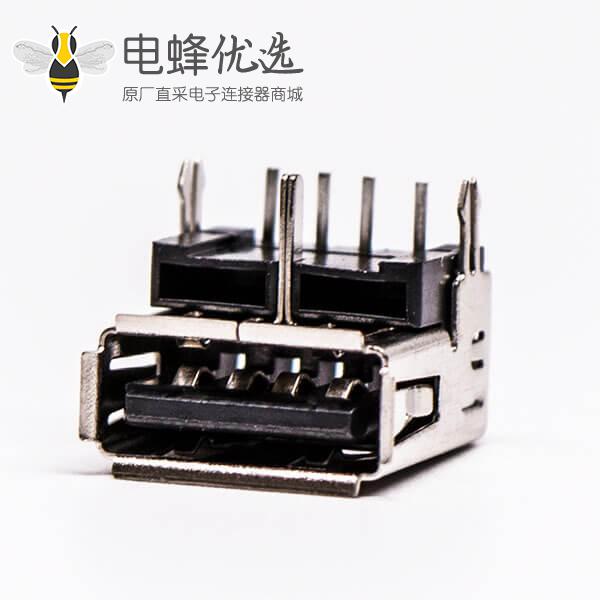 usb type a 插座母头弯式三脚定位鱼叉脚插板