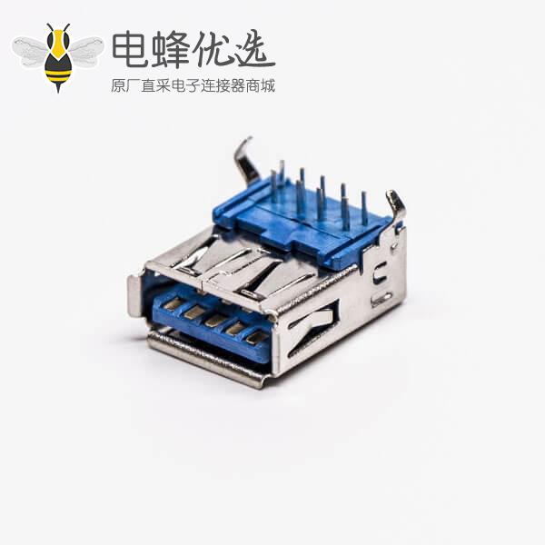 usb3.0a型母头弯式蓝色胶芯弯脚DIP插板