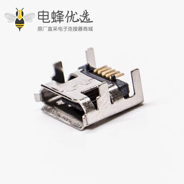 手机micro usb接口母头5针SMT B型四脚DIP 7.15